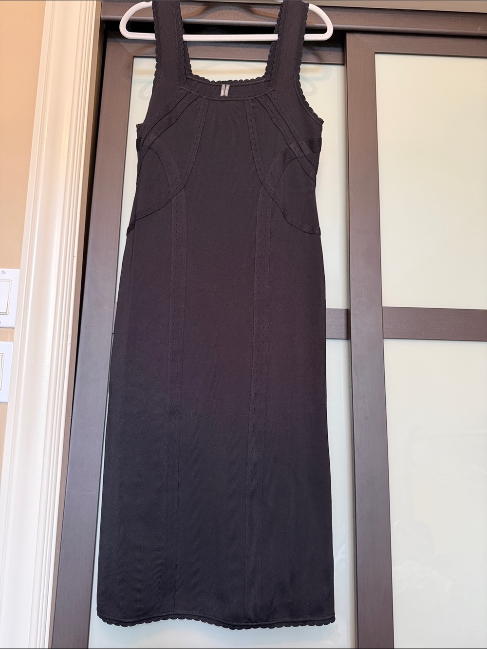 Anthropologie Fitted Black Sleeveless Midi Dress